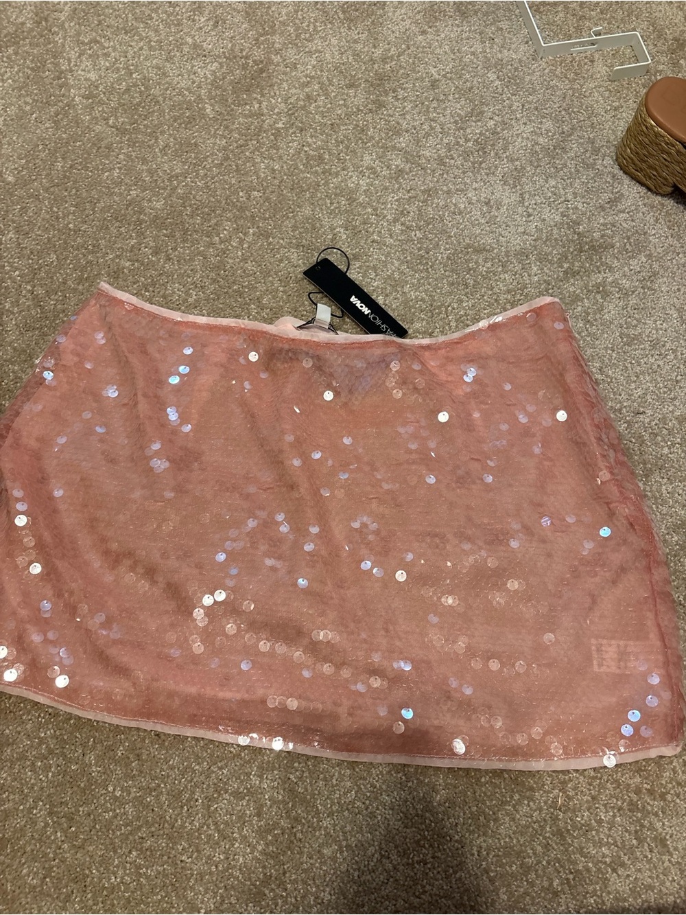 Pink Sequin Mini Skirt